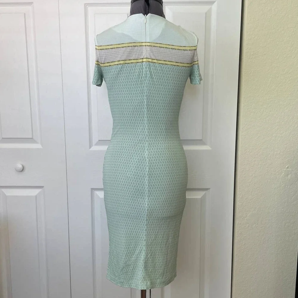Tory Burch Green Mosaic Printed Casual Stretch Dress • Size XS  🔴